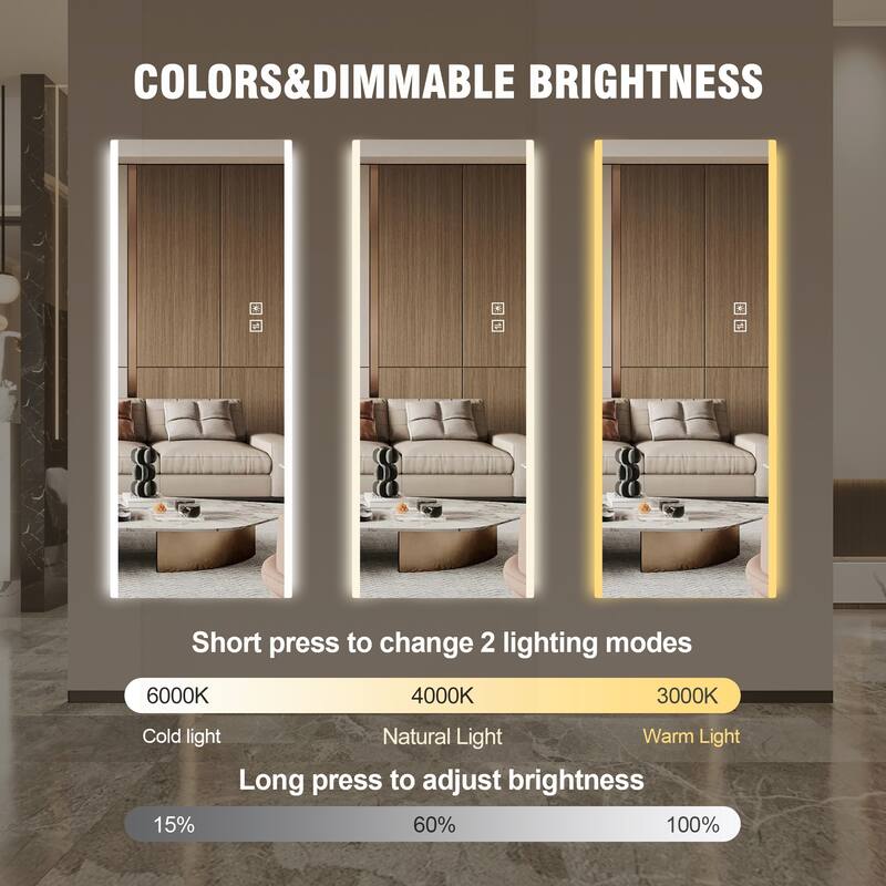 Versatile Wall-Mounted Led Mirror with Advanced Features - Silver