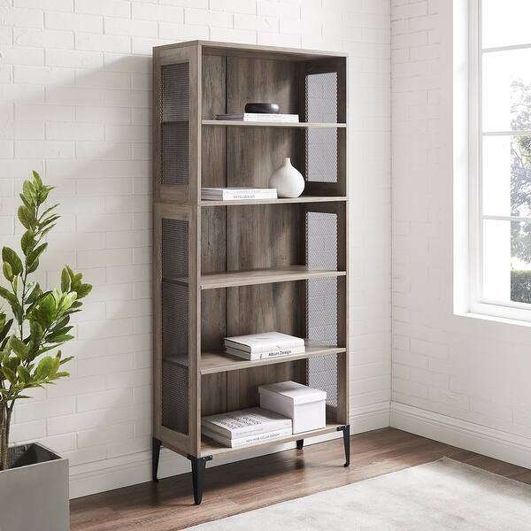 slide 2 of 14, Middlebrook Designs 68-inch Tall Mesh Side Panel Bookshelf