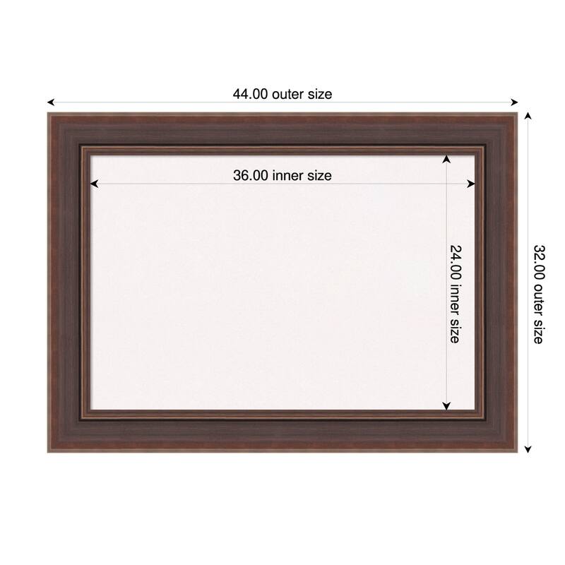 Moab Brown Bronze Framed Cork Board - Bulletin Board, Organization Board, Pin Board - White - 44 x 32 in