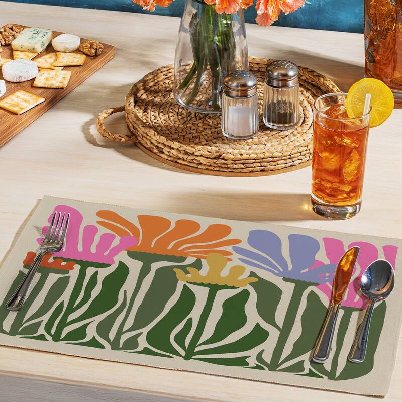 Matisse Garden 4-Pack Poly-Cotton Blend Placemats Manufactured in The USA Machine Washable Dryer Safe