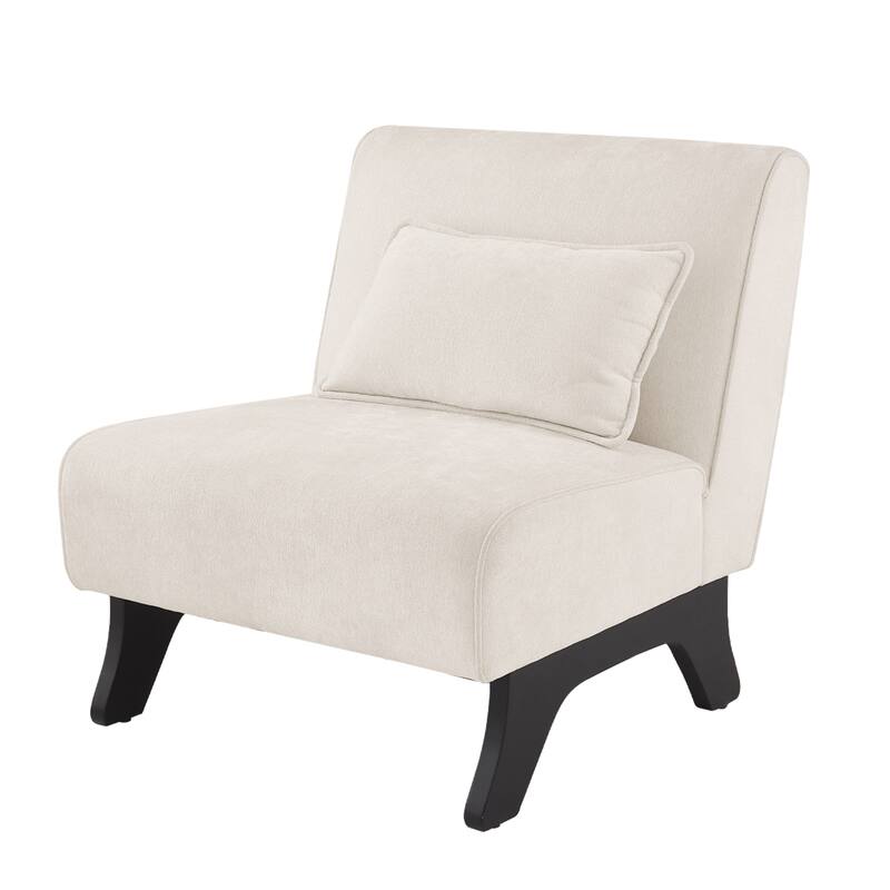 Huimo Modern armless chair with thick cushions and black wooden legs