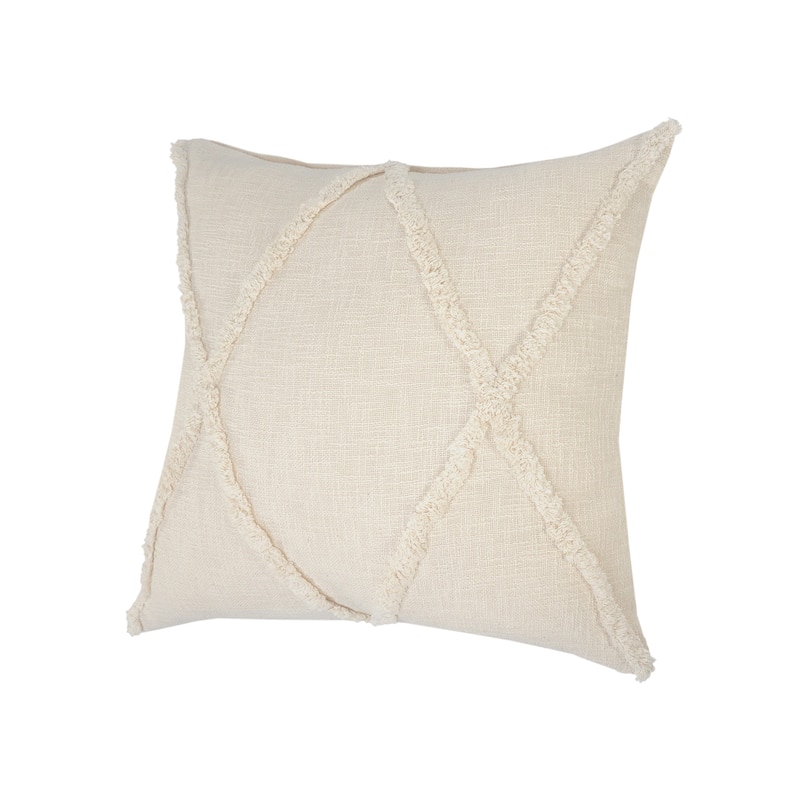 HomeRoots 26" X 26" Ivory 100% Cotton Zippered Pillow