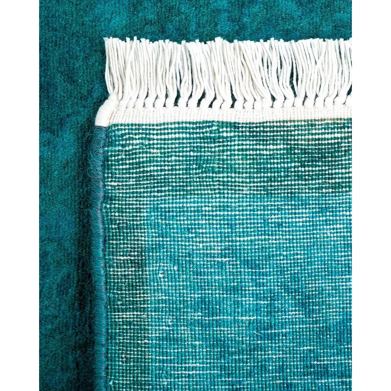 Overton Hand Knotted Wool Vintage Inspired Modern Contemporary Overdyed Blue Runner Rug - 2' 7" x 18' 3"