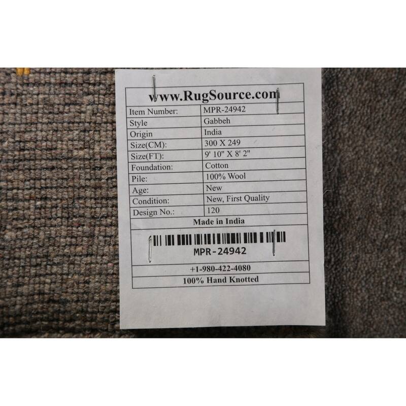 Tribal Gabbeh Indian Area Rug Handmade Oriental Wool Carpet - 8'2" x 9'10"