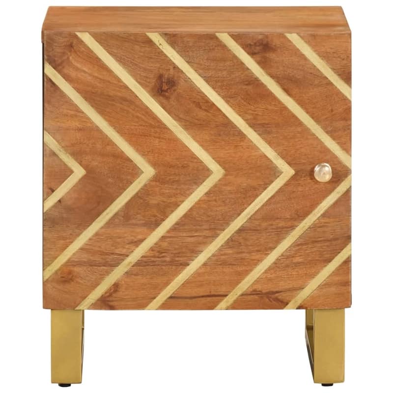 vidaXL Cabinet Nightstand End Table with Door Brown and Black Solid Wood Mango