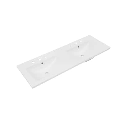 48" Ceramic Vanity Top Double Basins With 3 Holes