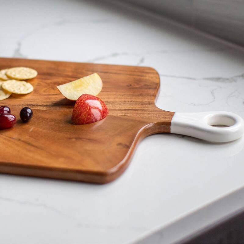 Jeanne Fitz Wood + White Collection Acacia Wood Square Charcuterie Board, Medium