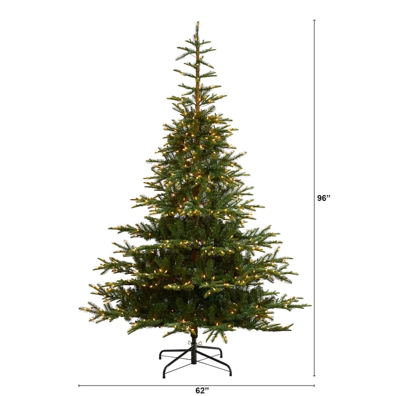 8ft. Layered Spruce Artificial Christmas Tree with 650 Clear Lights & 1561 Branches - Lush Festive Holiday X-Mas Tree