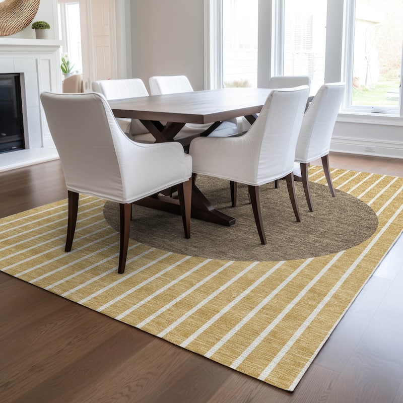Machine Washable Indoor/ Outdoor Modern Sunrise Chantille Rug