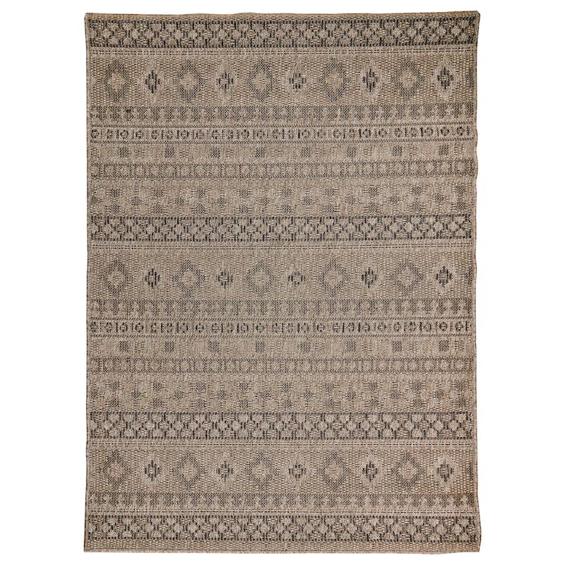Terra by Obeetee Sol Stripe Natural Rug - Natural/Criss Cross - 6'7" x 9'4"