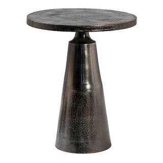 Jett 20" Round Aluminum Black Nickel Pedestal Base Side Table