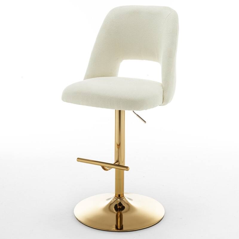 Best Quality Furniture Adjustable Textured Fabric Barstools with Chrome Finish Base (Set of 2)