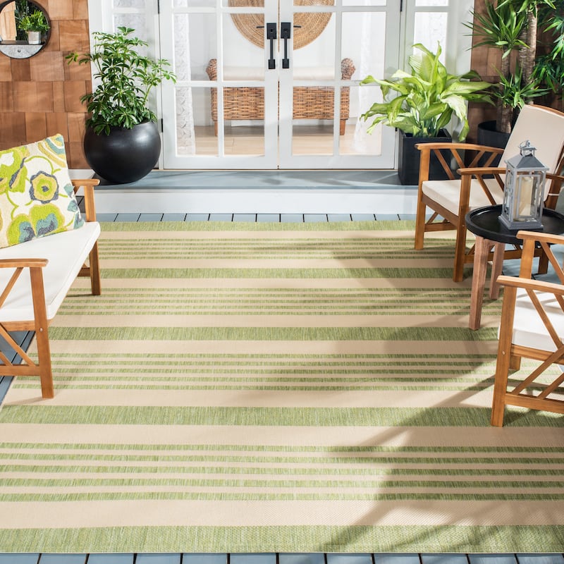 SAFAVIEH Courtyard Orsi Indoor/ Outdoor Waterproof Area Rug - 8' x 10' - Beige/Sweet Pea