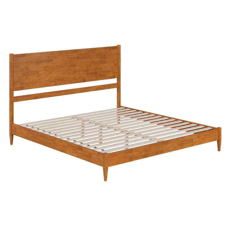 King Size Platform Bed - Solid Wood Low Profile Bed Frame - Victorian Style Bedroom Furniture