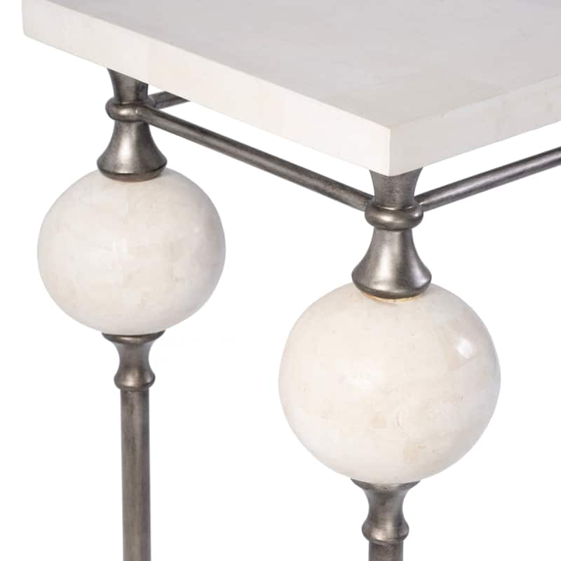 Amadeo 49 in. W Rectangular Stone and Metal Console Table