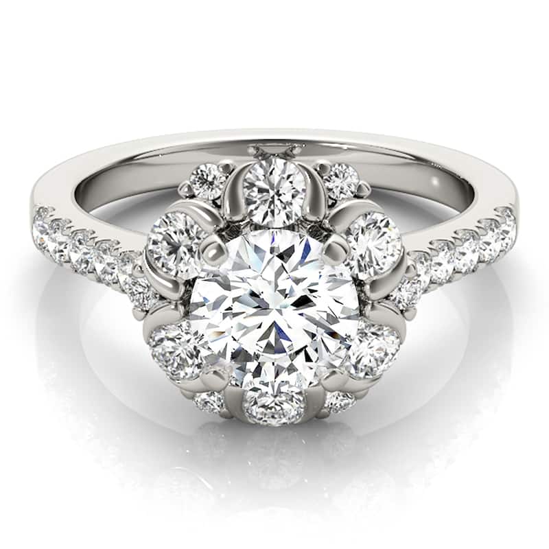 Auriya 14k White Gold Lab Grown Round Diamond Halo Engagement Ring 0.50 to 5.00 ct. tw. (F-G VS)