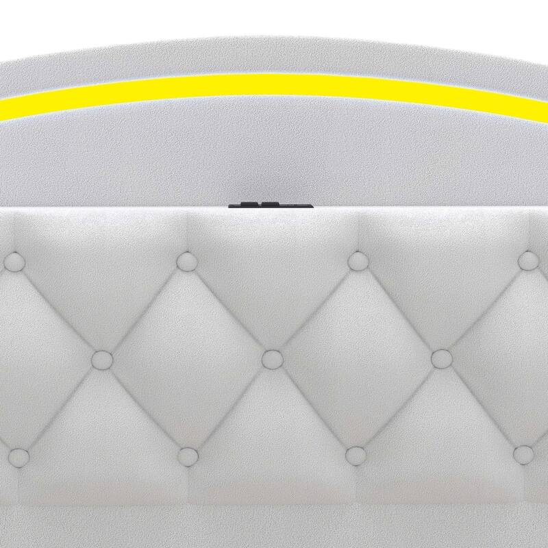Moasis Queen Size Velvet Upholstered Bed Frame with 4 Storage Drawers & RGB Lights