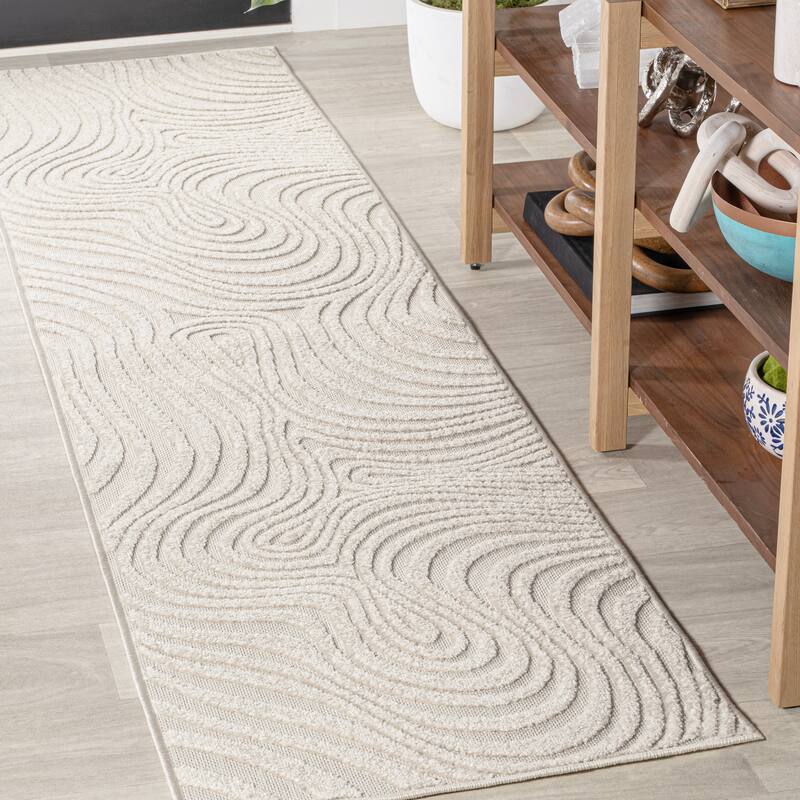 JONATHAN Y Nordby Abstract Groovy Striped Area Rug - 2' x 10' - Cream/Ivory