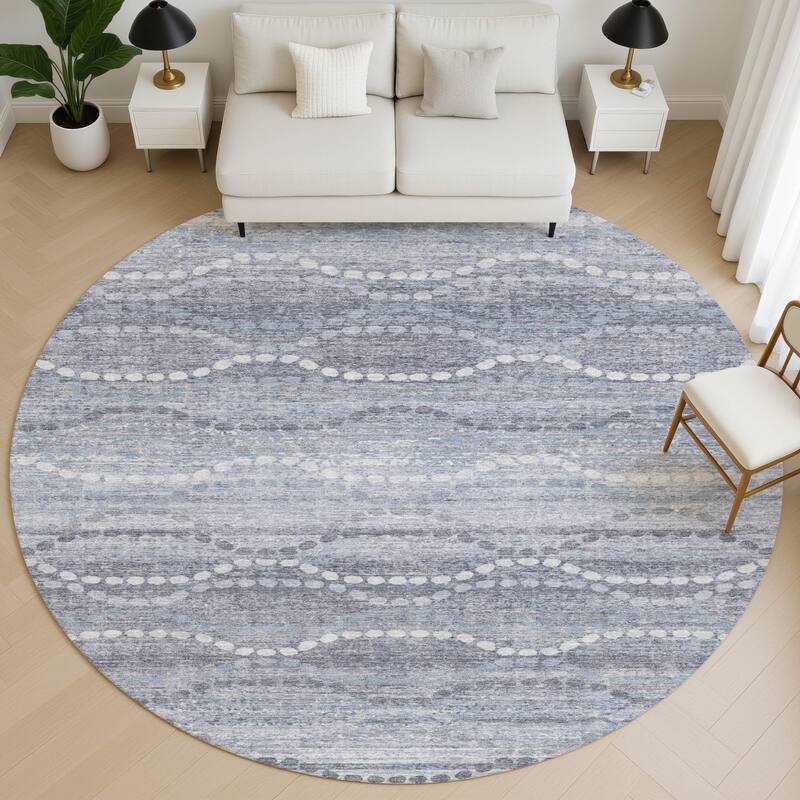 Premium Washable Super Soft Pixy Stripes Mayfield Rug - Blue - 8' x 8'
