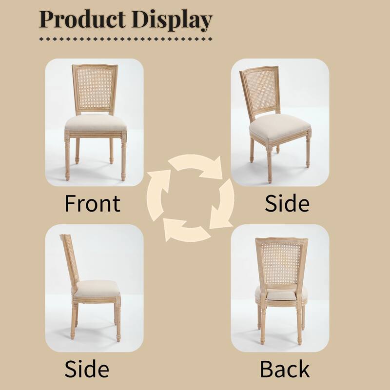 French Country Dining Chairs Set of 2 for Living Room, Kitchen, Restaurant Use
