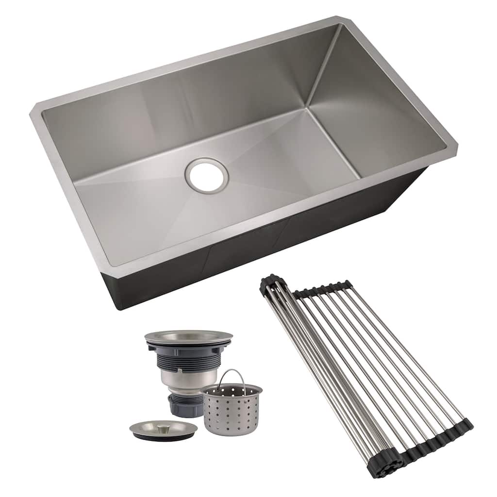 Design House 110098 Undermount Sink Kitchen Combo with Sink, Roll-Up - Satin Stainless Steel