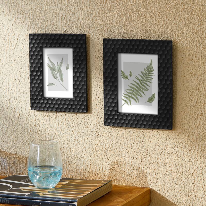 Glitzhome Set of 2 Xmas Honeycomb Resin Wall Tabletop Picture Frames-4x6,5x7