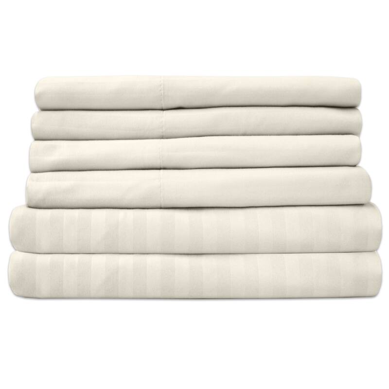 Sweet Home Collection Dobby Stripe 6-Piece Bed Sheet Set