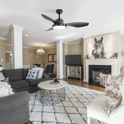 47 Inch Ceiling Fan with Light and Remote Control, 22W LED Ceiling Fan Lights with 3 ABS Blades, 6 Speeds Reversible DC Motor