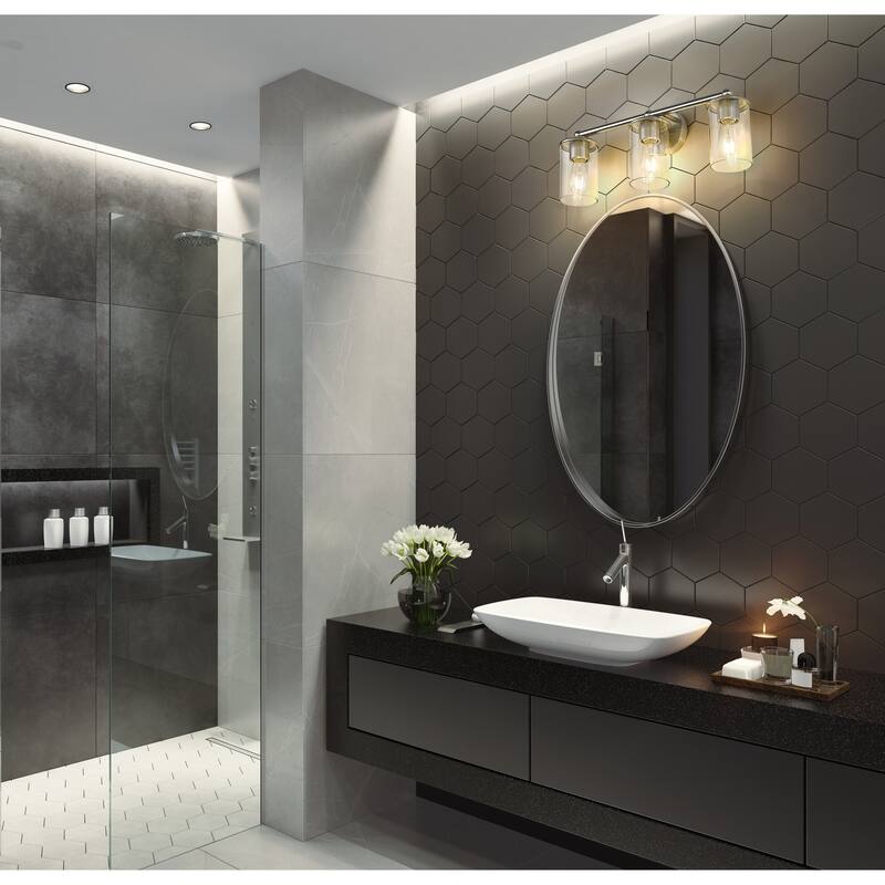 Thayer by Z-Lite 3 Light Vanity in Brushed Nickel with Clear Glass Shade - Brushed Nickel