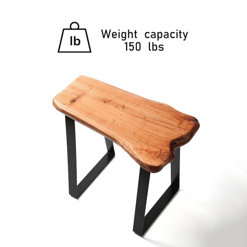 Cedar Root Live Edge Natural Stool with 2 Flat Iron Table Legs - 20" x 12"x 17.6"
