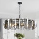 preview thumbnail 12 of 11, Kasy Modern 8-Light Drum Textured Glass Chandelier Wagon Wheel Light for Dining Living Room Entryway