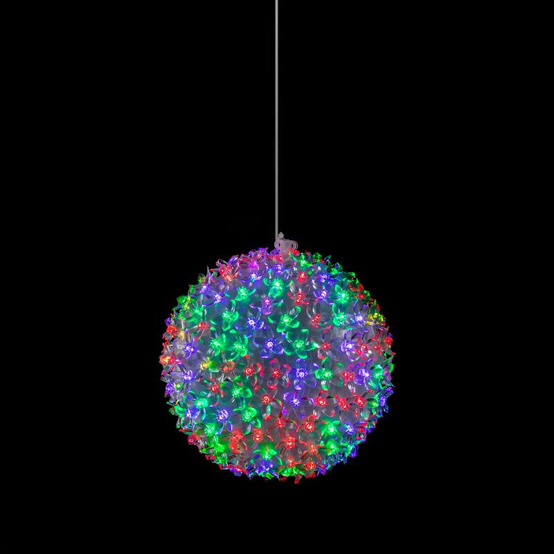 Alpine Corporation 8"H Indoor/Outdoor Christmas Flashing Sphere Hanging Ornament with LED Lights