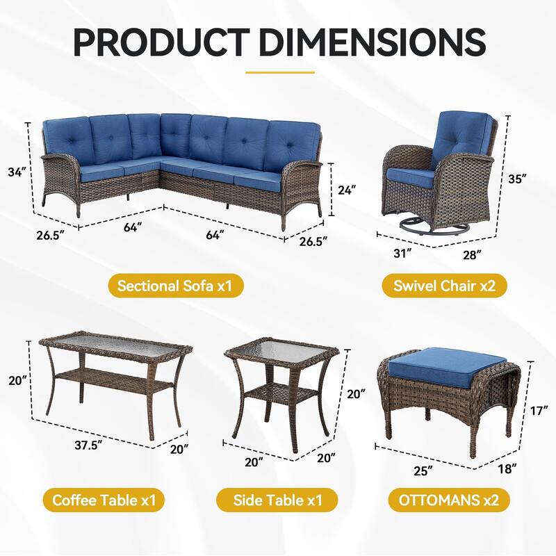Outdoor Sectional Sofa with Chair Funiture Set
