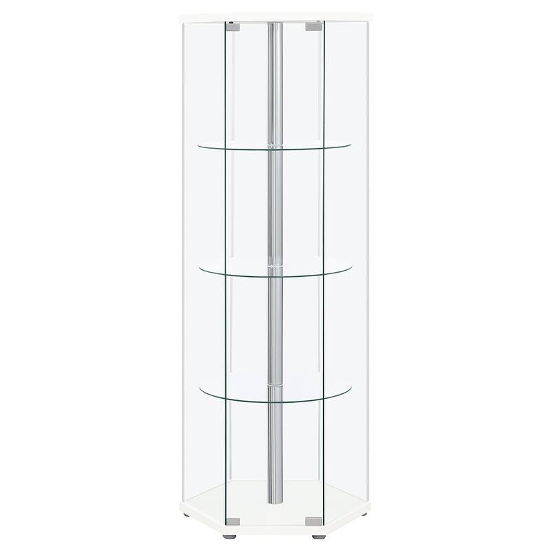 Zahavah 4-shelf Hexagonal Clear Glass Curio Cabinet
