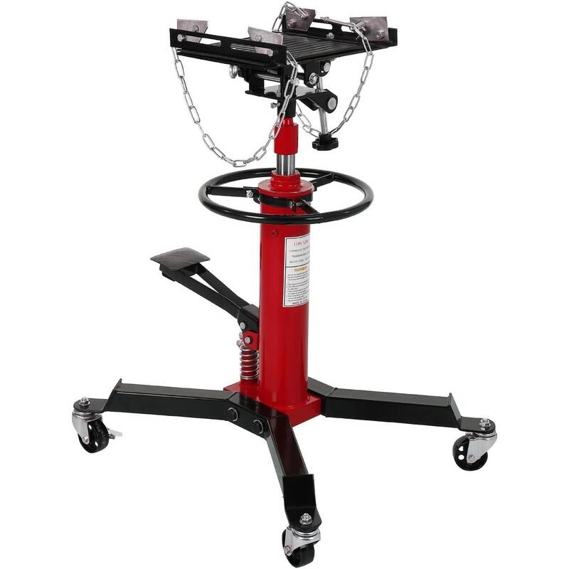 1100lbs Capacity Single-Column Plunger Hydraulic Transmission Jack - Red