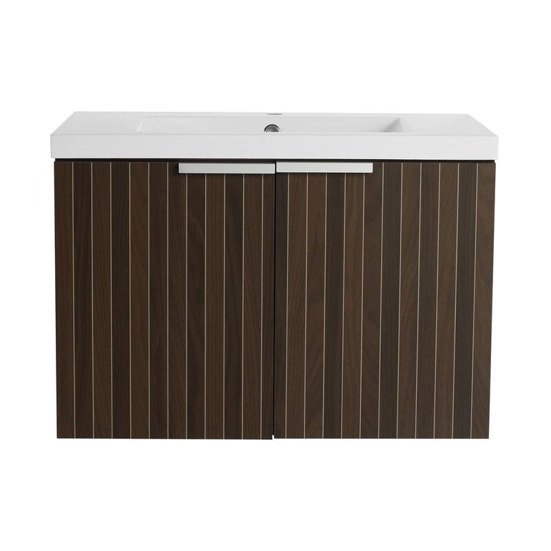 48in Bathroom Vanity with Resin Sink, Soft Close Hinges, 3 Doors, Eco-Friendly Design, Wall-Mounted Floating Cabinet