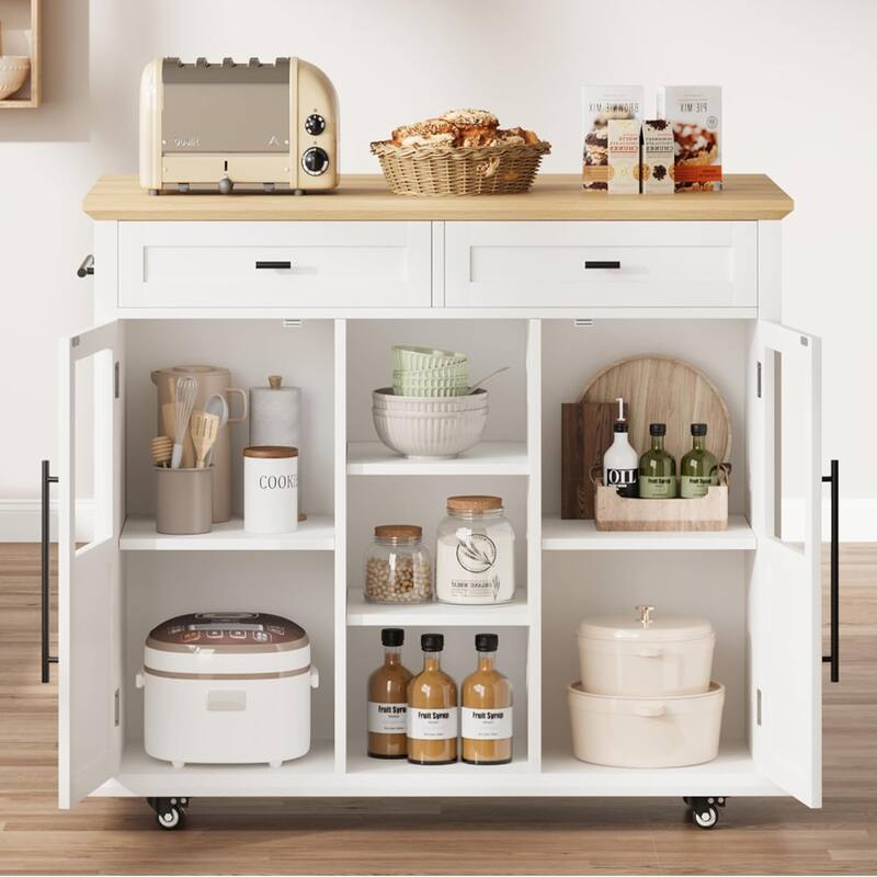 Kitchen Island with Storage,41 Inch Drop Leaf Table with 3 Storage Options