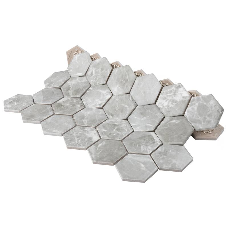 Merola Tile Flo 2" Hex White 6" x 6" Porcelain Floor and Wall Tile