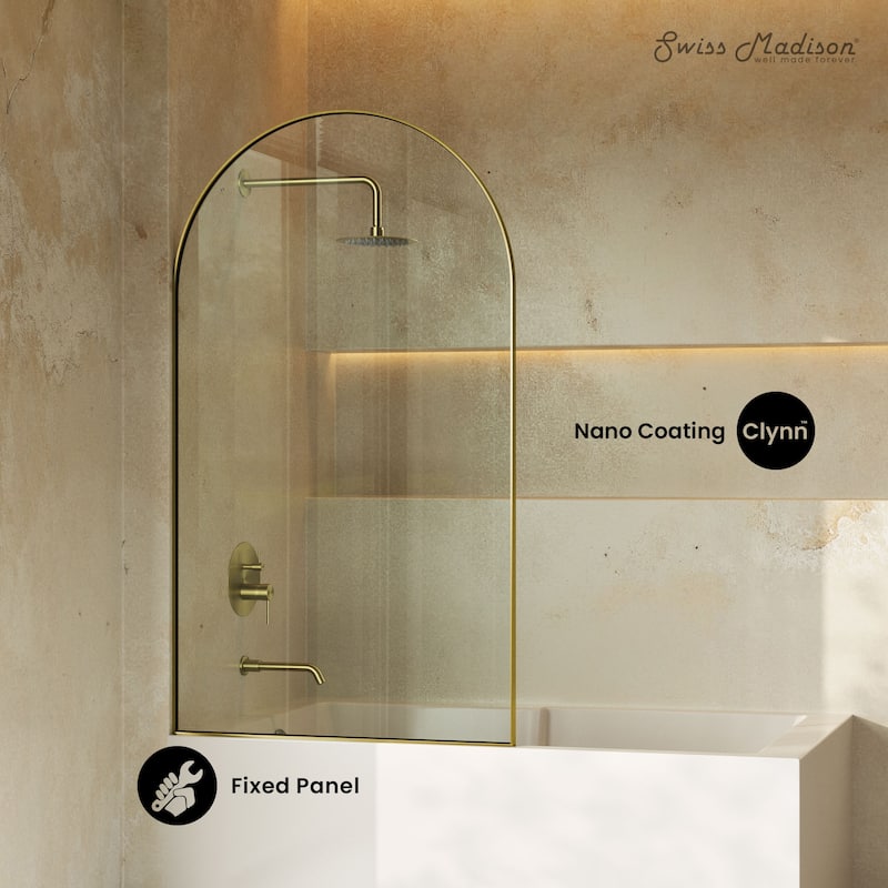 Porte 34 X 58 Framed 3/8 In. (10Mm) Clear Tempered Glass Tub Door With Brushed Gold Frame - 34 x 58
