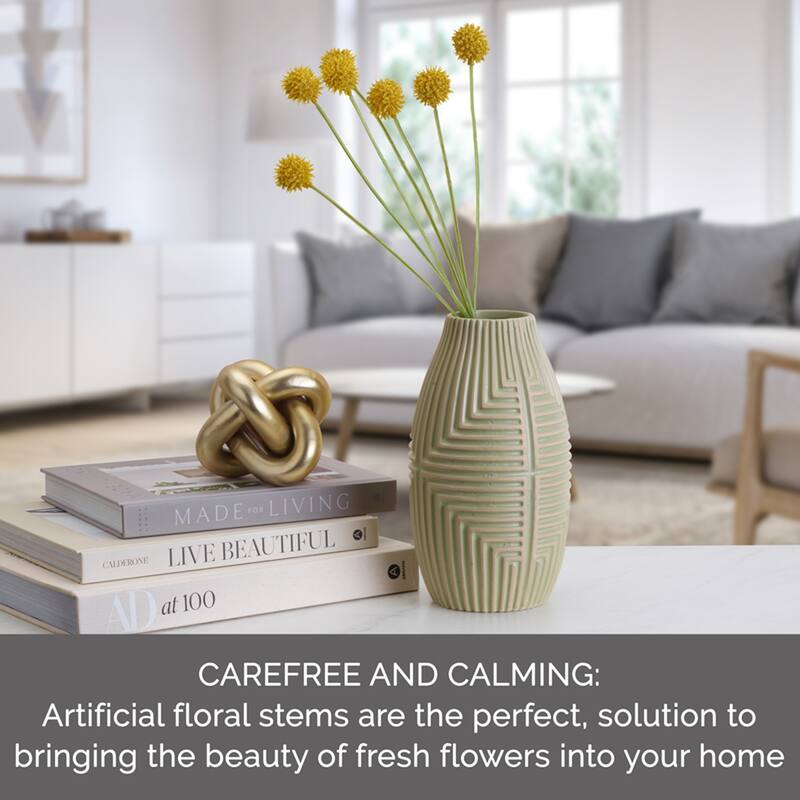 Elements Artificial Craspedia Stem, 25 Inch - N/A