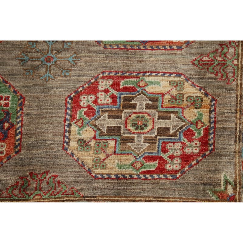 Hand Knotted Oriental 100% Wool Carpet Traditional Geometric Brown Kazak Area Rug - 6' 5'' X 4' 10''