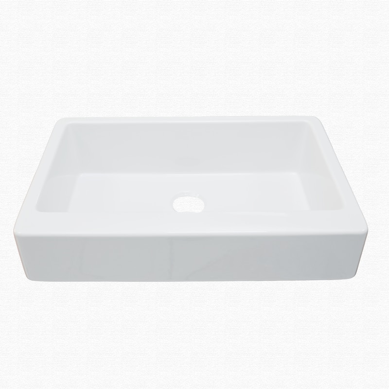 Grace Crisp White Fireclay 34" Single Bowl Quick-Fit Undermount Farmhouse Apron Front Traditional-Style Kitchen Sink and Drain