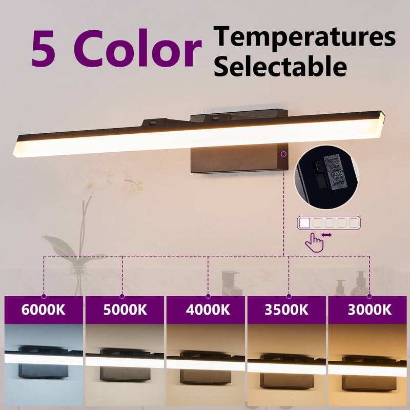 LED Bath Bar Black Vanity Light For Bathroom, Mirror, Sink, Or Dressing Room