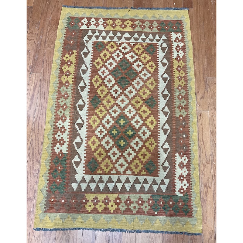 HERAT ORIENTAL Hand-woven Tribal Kilim Wool Rug - 3'3" x 5'