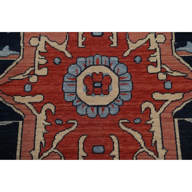 Geometric Heriz Serapi Turkish Oriental Area Rug Handmade Wool Carpet - 9'9" x 13'0"