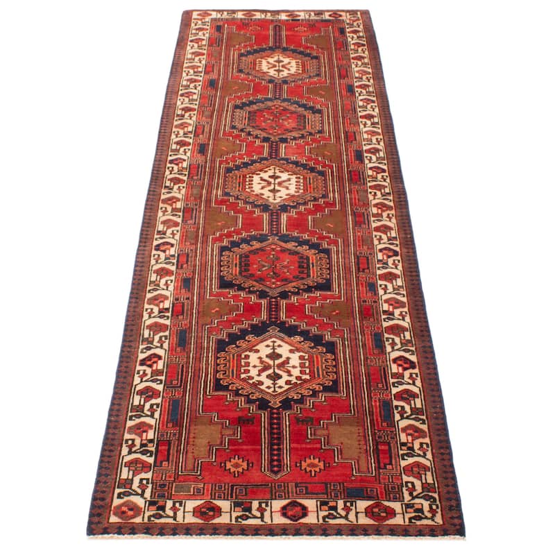 ECARPETGALLERY Hand-knotted Konya Anatolian Red Wool Rug - 3' 5" x 11' 4"