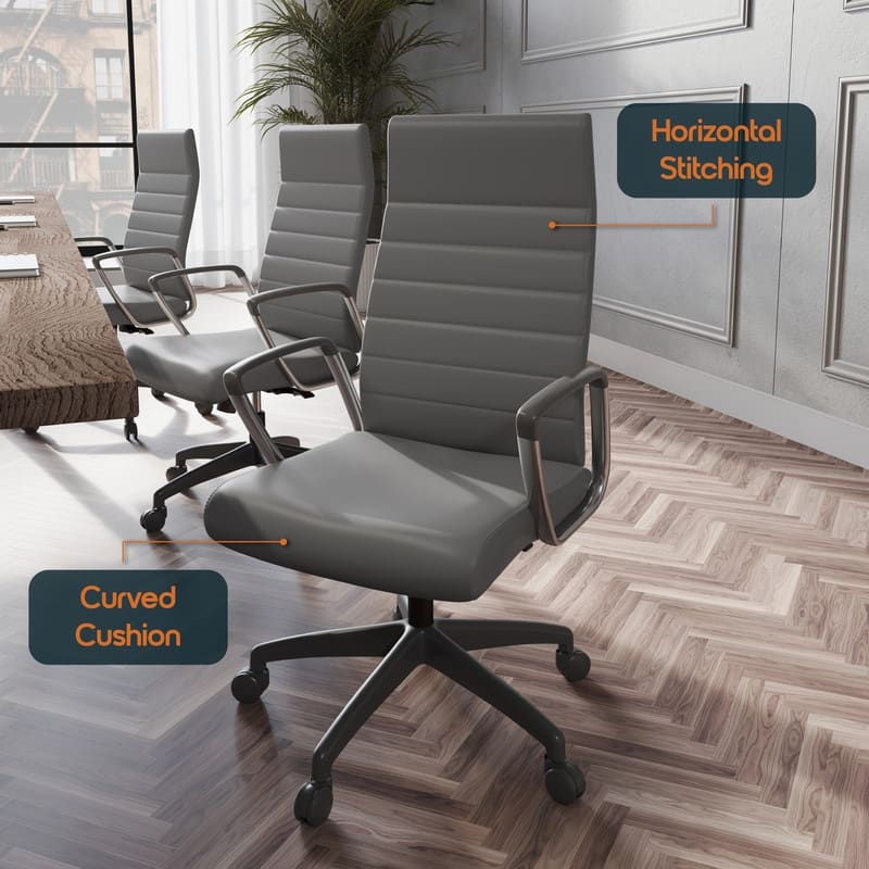 Hilton Modern High Back Ergonomic Leather Office Chair with Adjustable Height, Swivel, and Tilt for Conference or Executive Desk