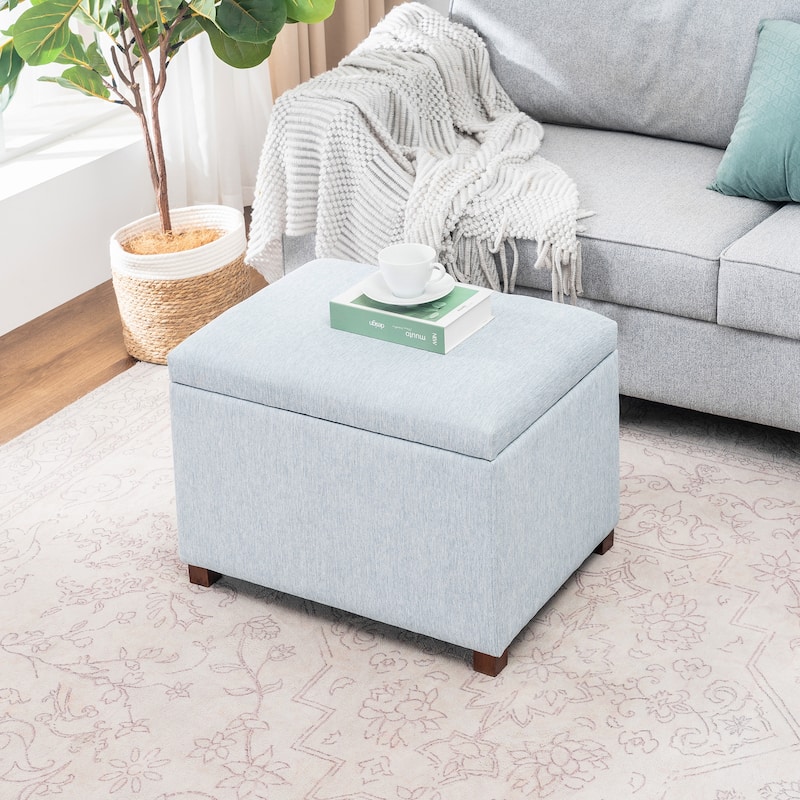 Adeco Faux Leather Storage Ottoman for Living Room Footstool