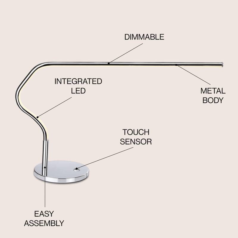 Natalie 15" LED Integrated Task Lamp, Chrome by JONATHAN Y