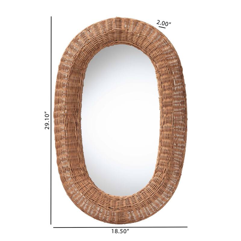 Brisia Rattan Wall Mirror - Handwoven Wicker Framed Mirror for Entryway, Living Room, or Bedroom, Natural